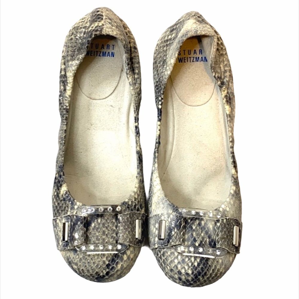 Stuart Weitzman Snake Embossed Leather Ballet Flat Size 6